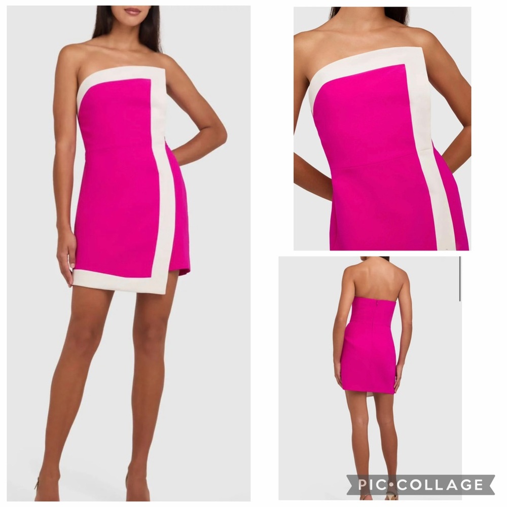 NWT Amanda Uprichard  Rhodes Dress in Hot Pink / White size XS